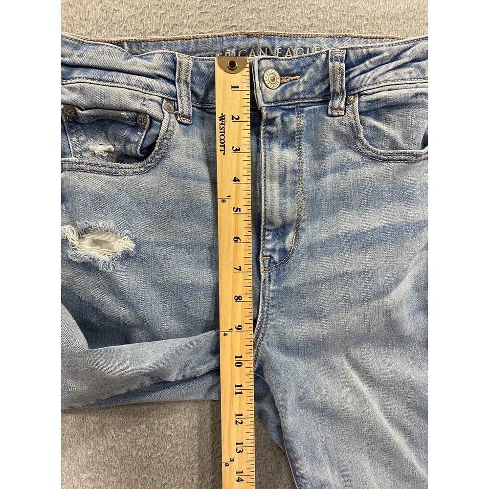 American Eagle Jeans Womens 10 Blue Super High Rise Flare Stretch Boho Retro - Picture 3 of 10